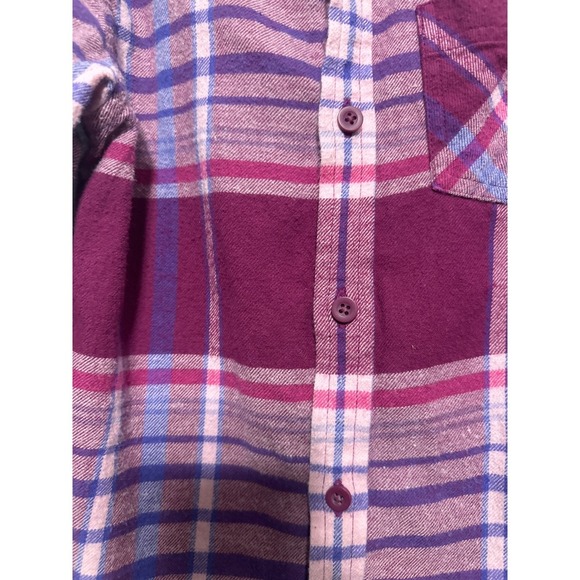Outdoor Kids Plaid Flannel Button Up Shirt Purple Pink Blue Size S - Picture 2 of 6